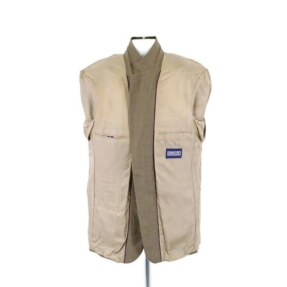 DAMAGED Land's End 42L Wool Check‎ Green Tan Red Windowpane Sport Coat 2 Button - Picture 12 of 14